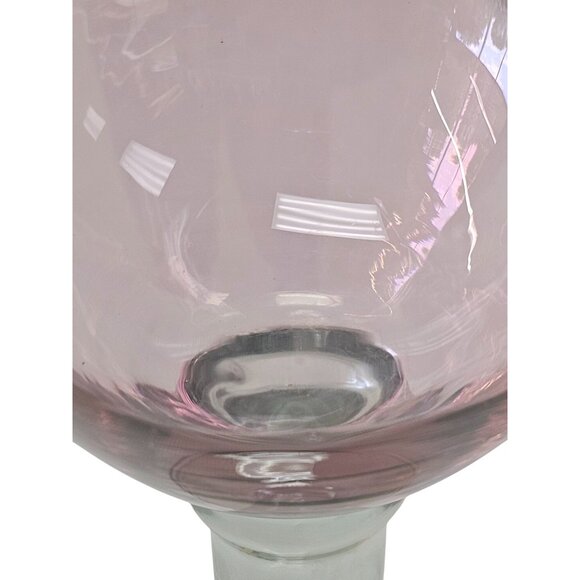 Hand blown Pink Iridescent Wine Glass With Clear Stem - Elegant Design - 8-Inch - Picture 10 of 12